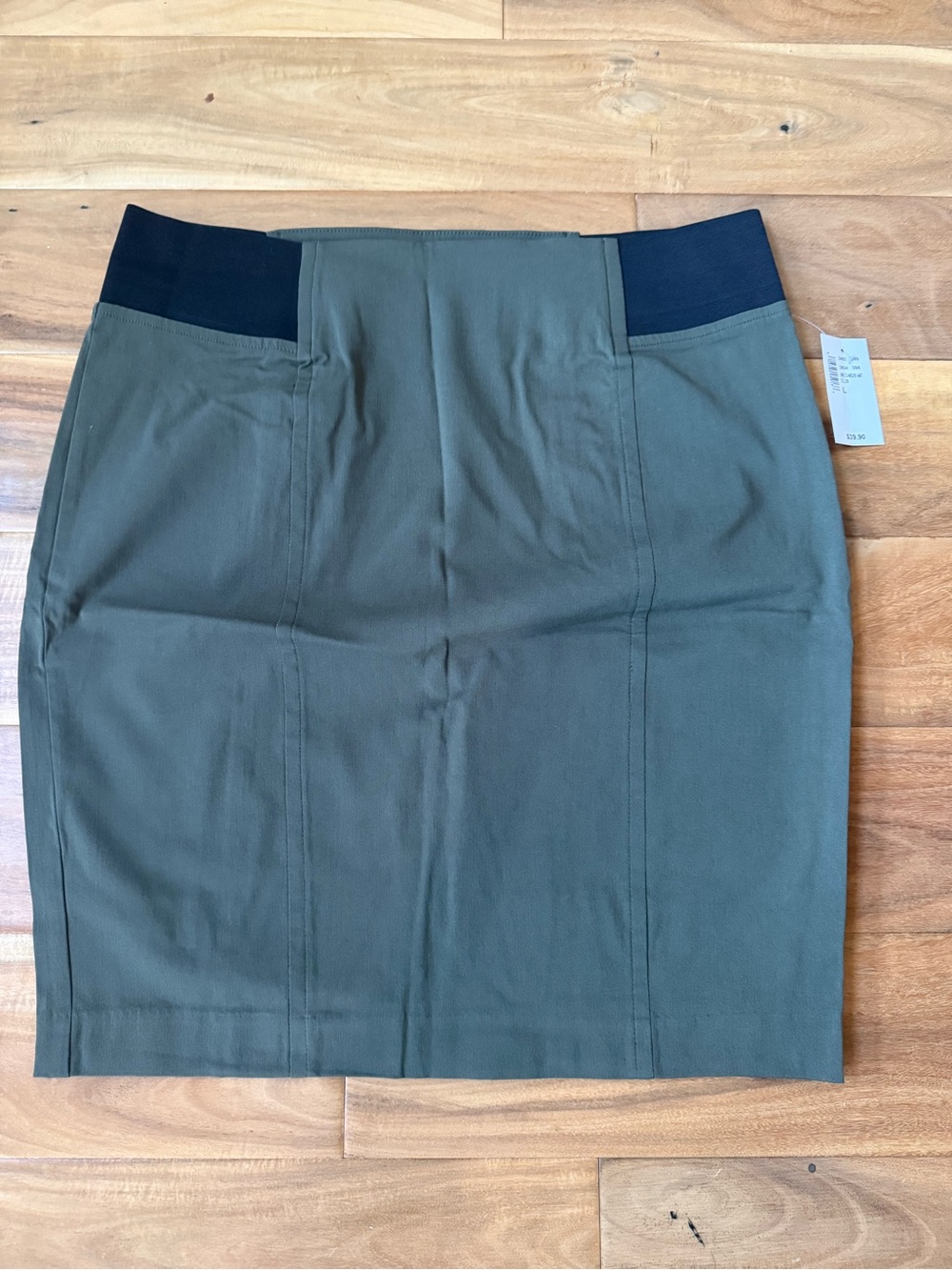 Ricki's Olive Green Pencil Skirt with Black Waist Panels
